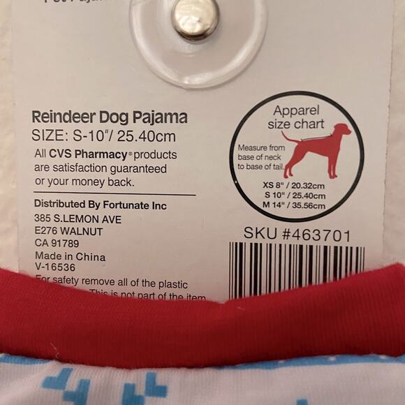 Pet Central Dog Christmas Pajamas Sz S Small Puppy Light Blue White Print - Picture 4 of 4